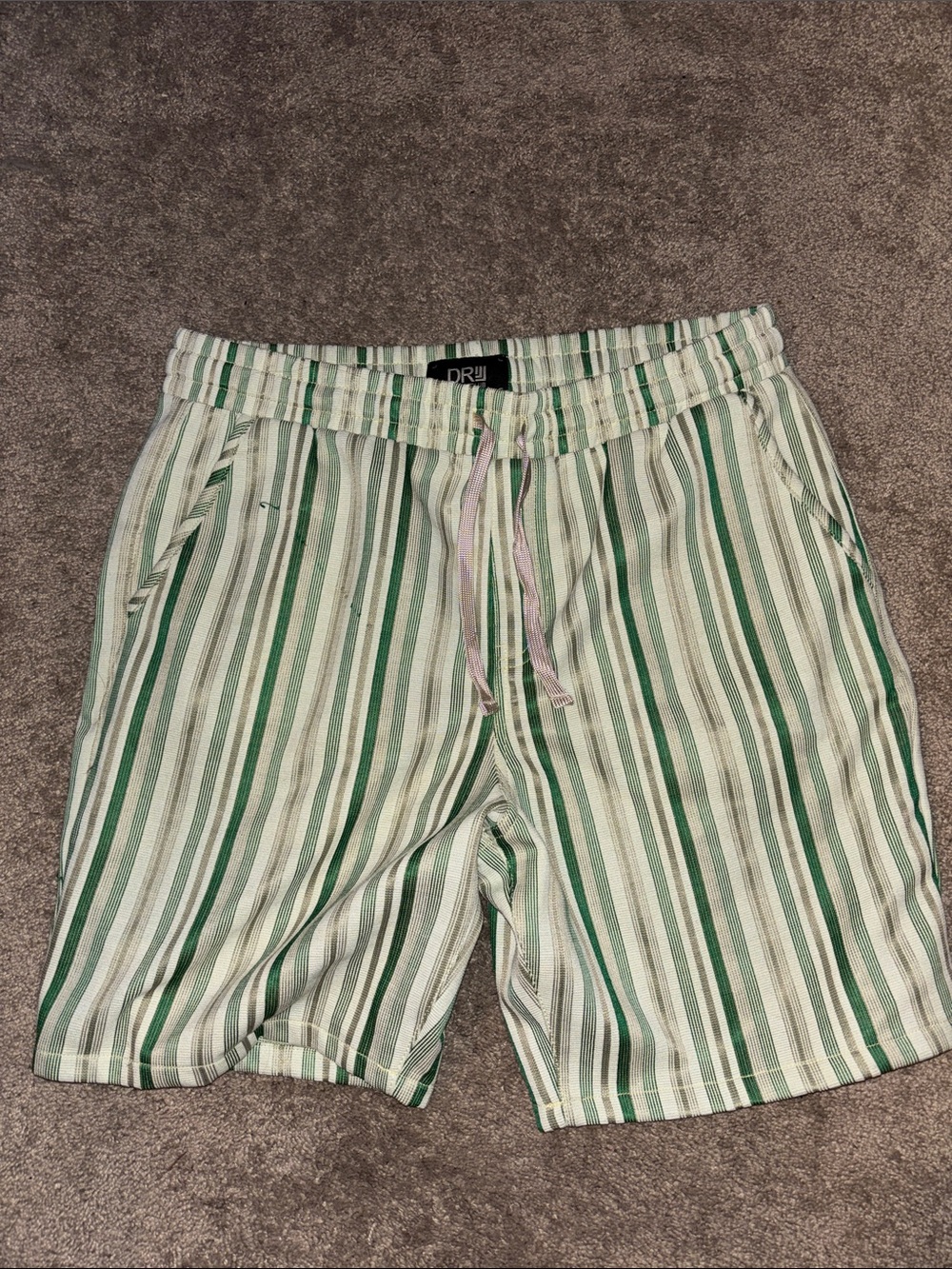 Green Stripe Athletic Shorts for Men